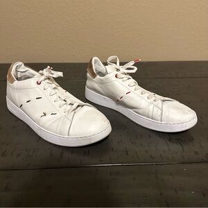 Kiton Men’s White Leather Stitch Patterned Sneakers